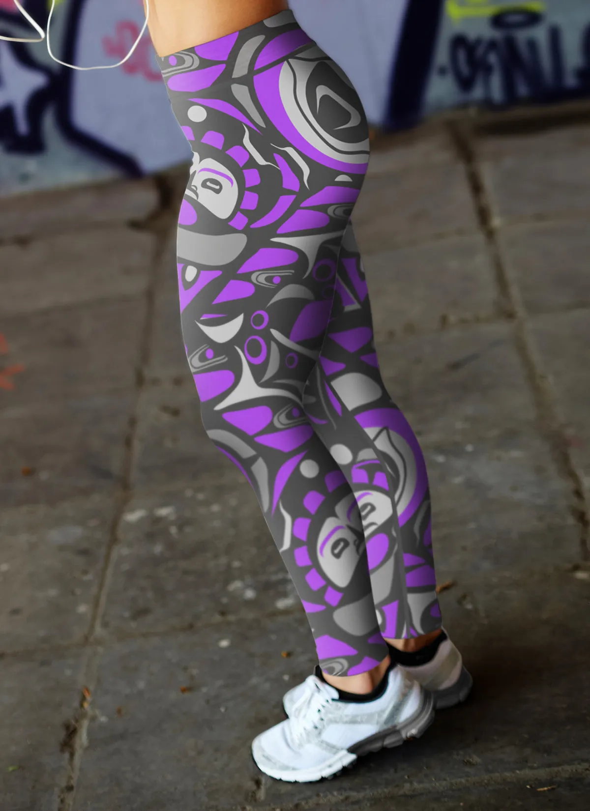 Native Pattern Purple and Gray Leggings