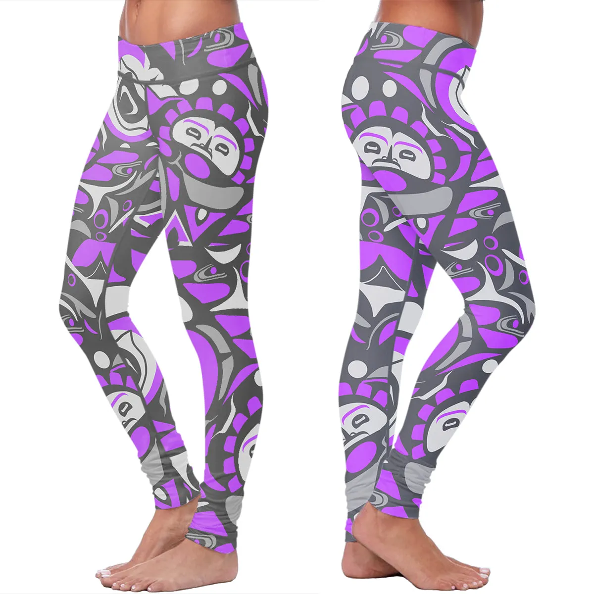 Native Pattern Purple and Gray Leggings