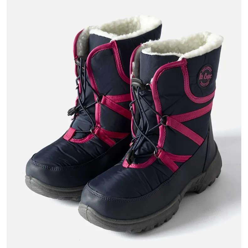 Navy blue Lee Cooper LCJ-22-44-1364K snow boots pink