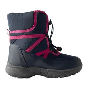 Navy blue Lee Cooper LCJ-22-44-1364K snow boots pink