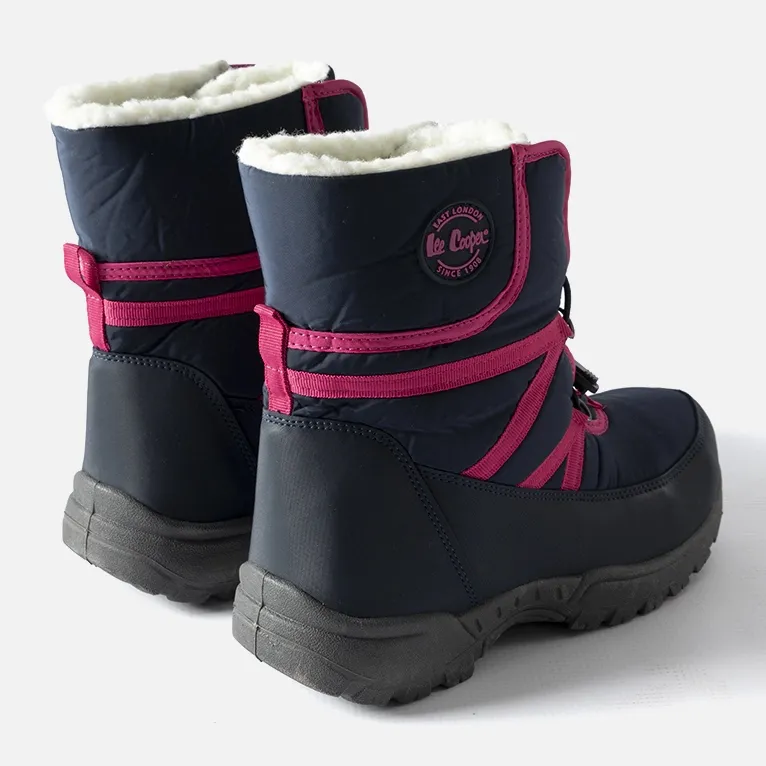 Navy blue Lee Cooper LCJ-22-44-1364K snow boots pink