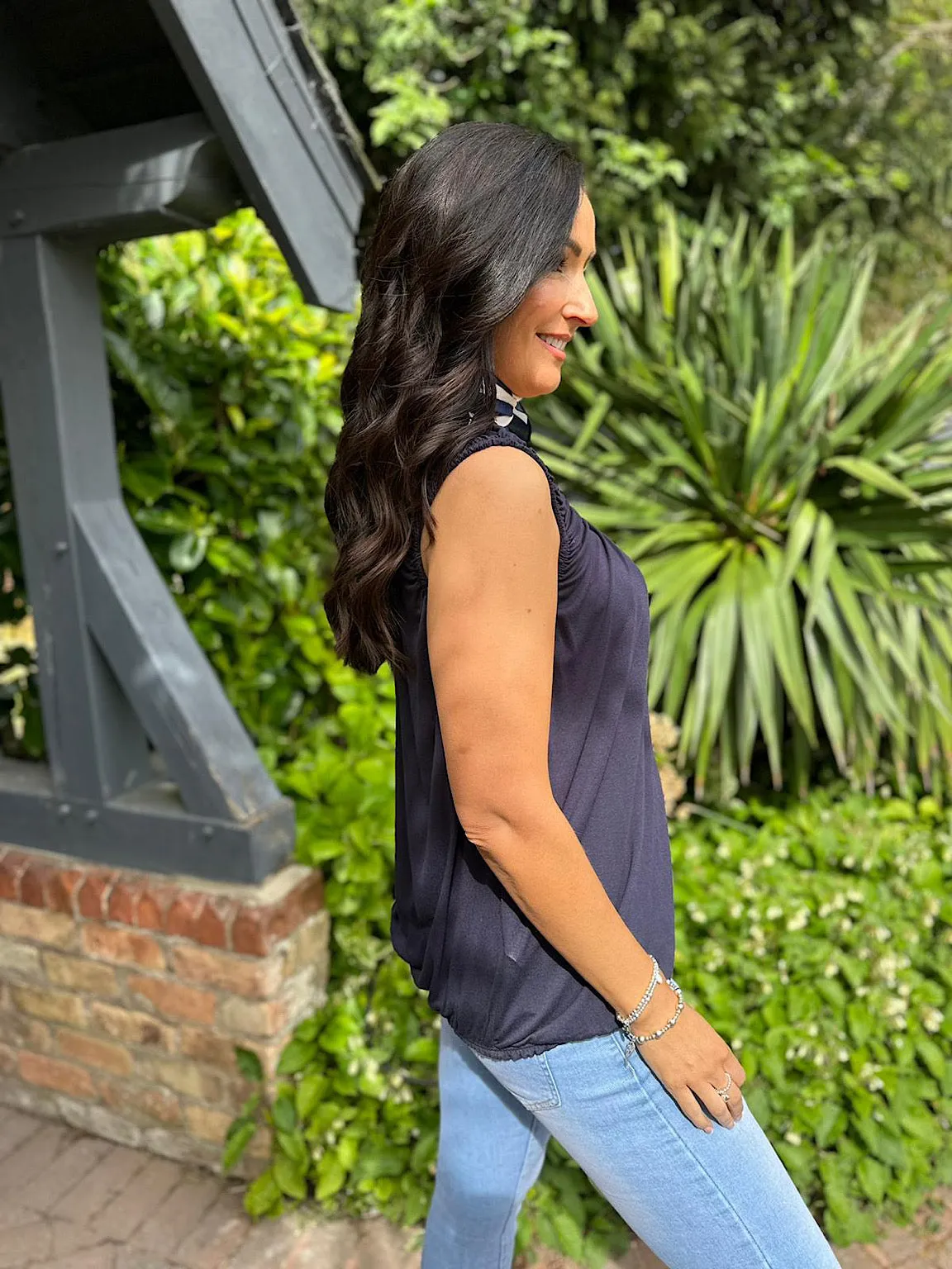 Navy Ruched Edge Vest Maddy