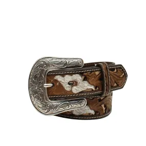 Nocona Girl's Brown Flower Tooled Belt