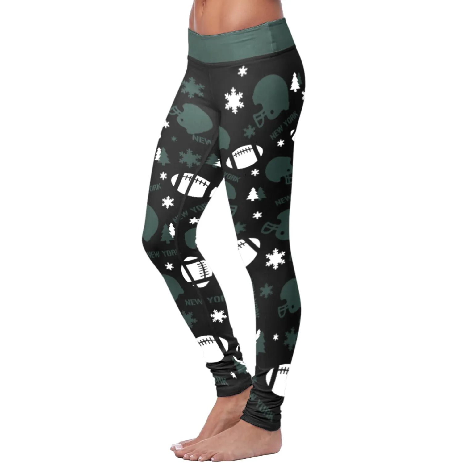 NY JET Christmas FB Leggings