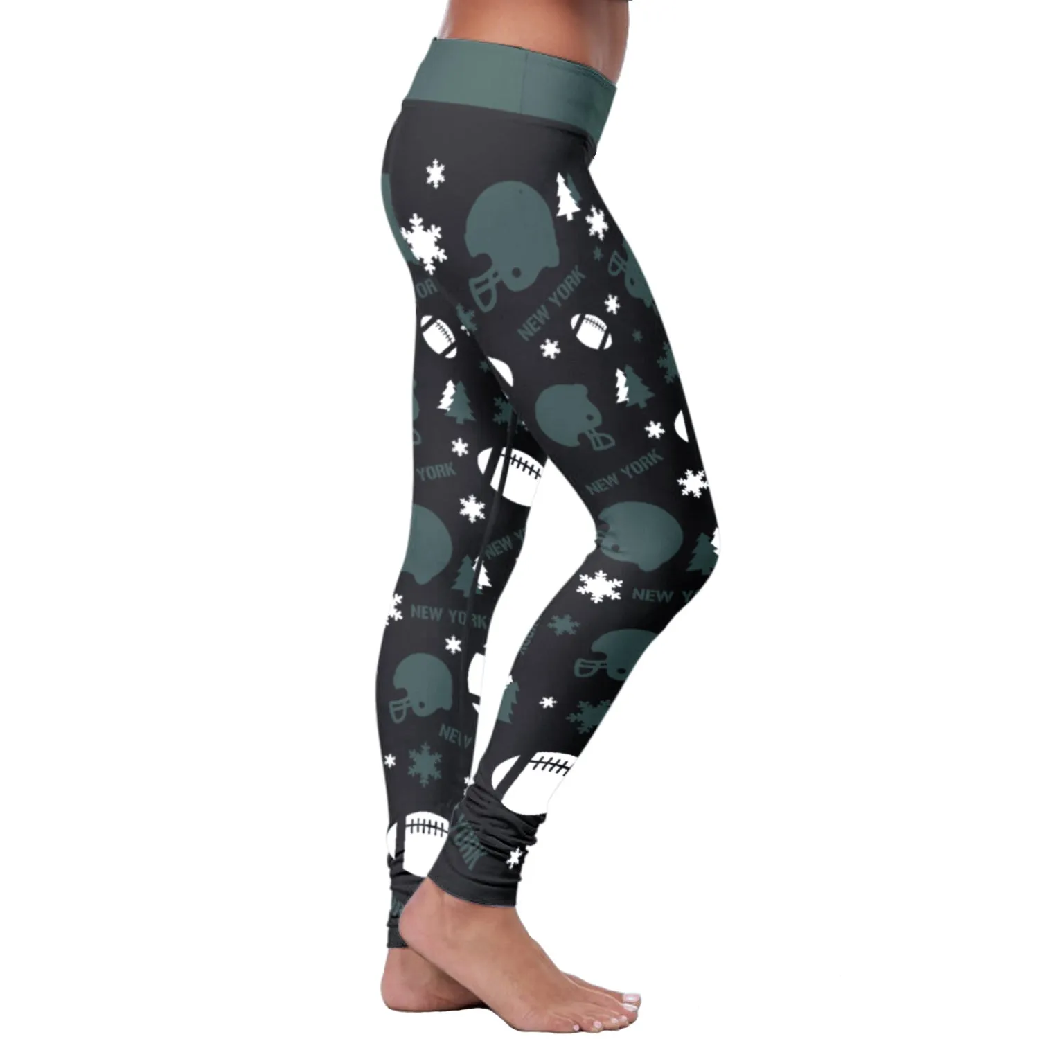 NY JET Christmas FB Leggings