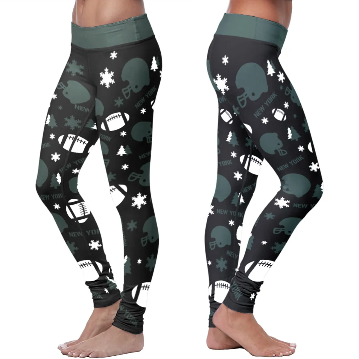 NY JET Christmas FB Leggings