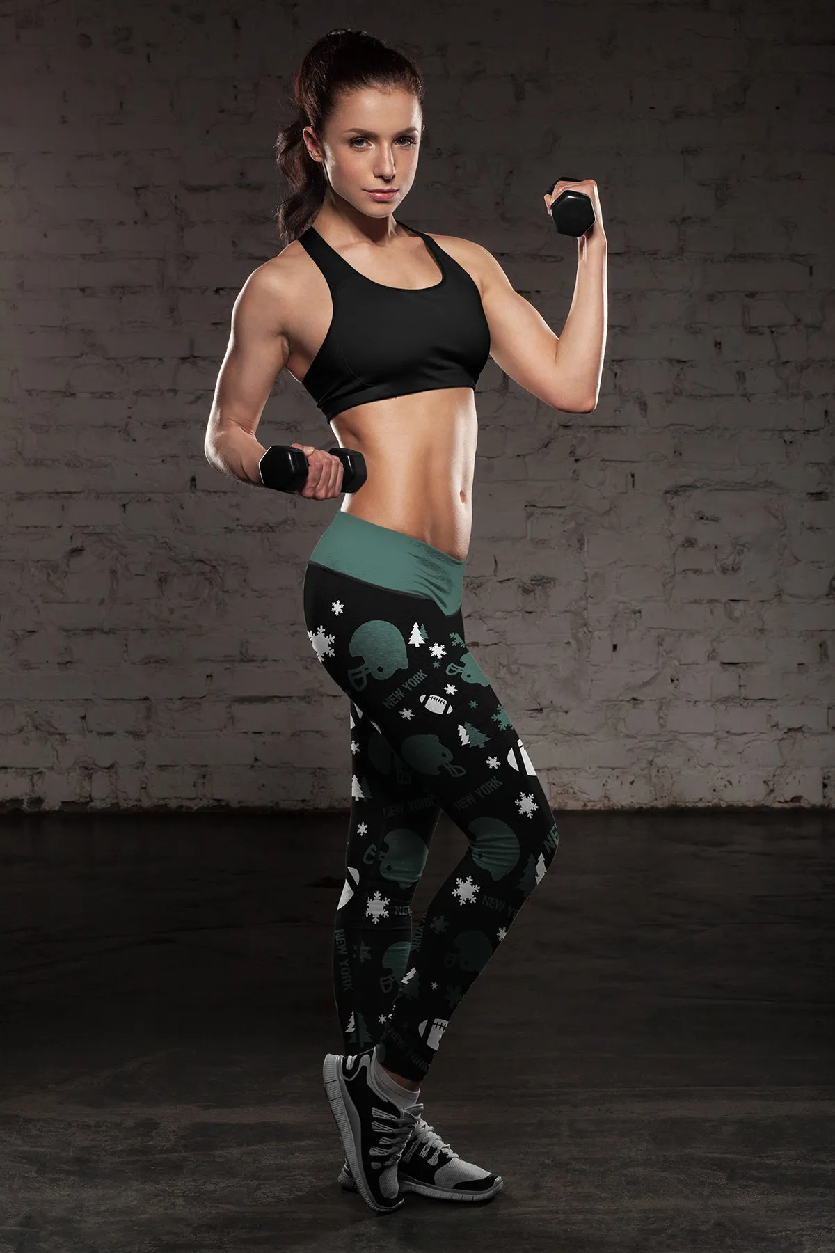 NY JET Christmas FB Leggings