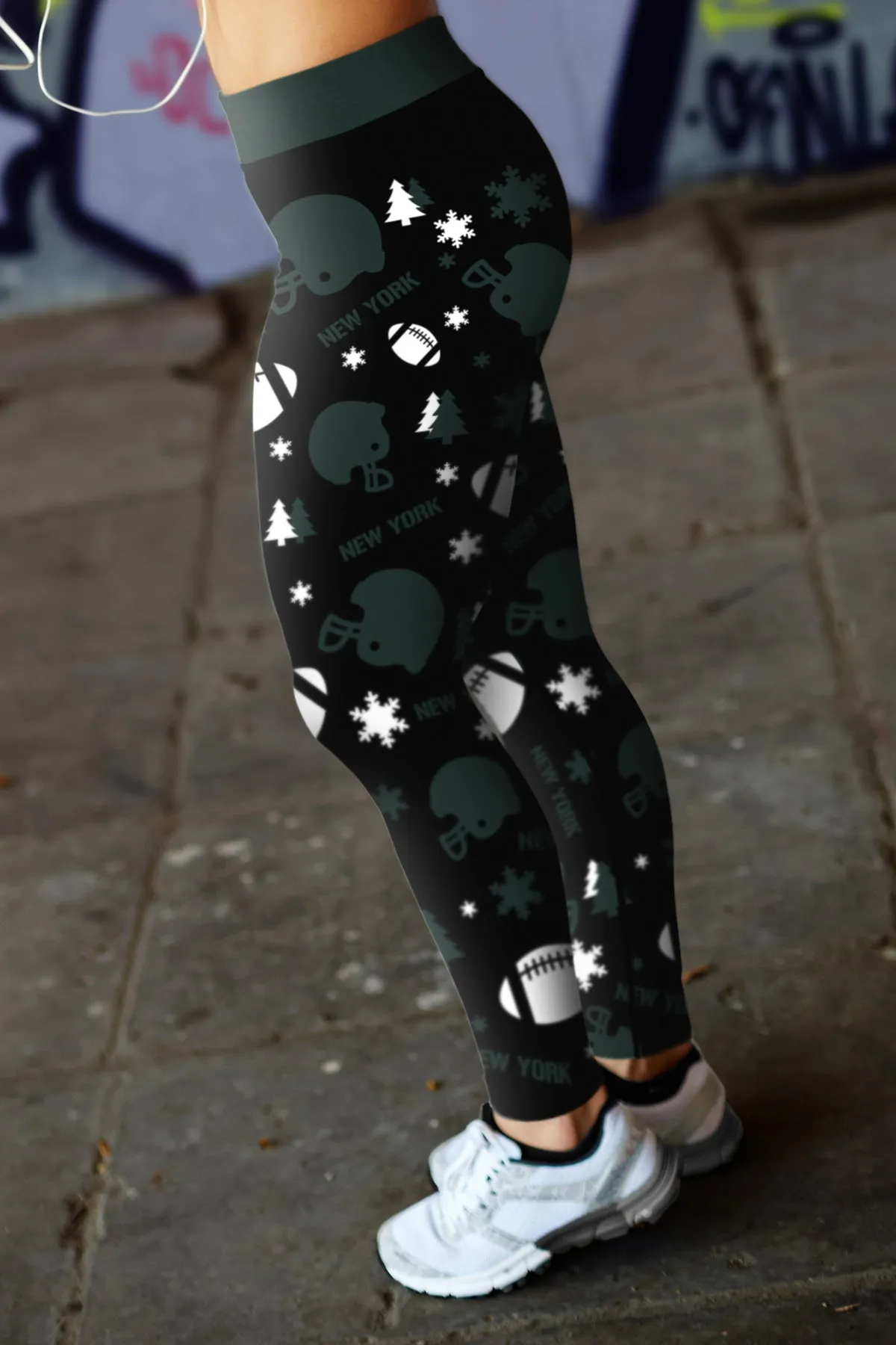 NY JET Christmas FB Leggings