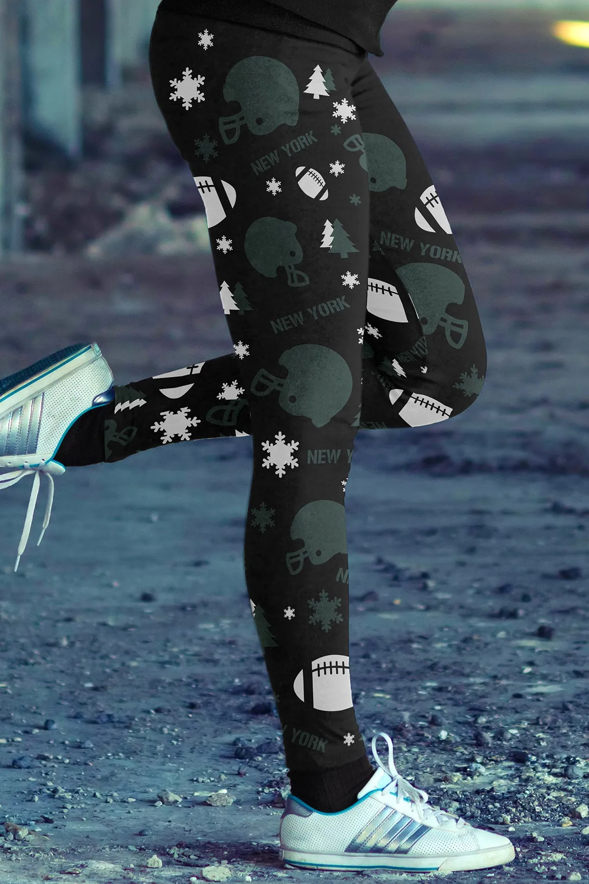 NY JET Christmas FB Leggings