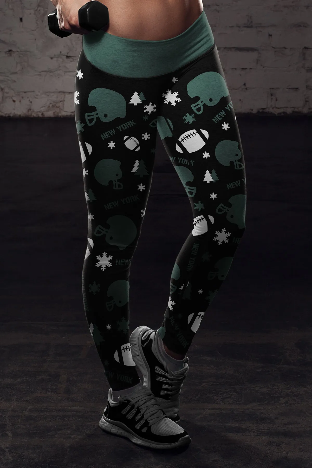 NY JET Christmas FB Leggings