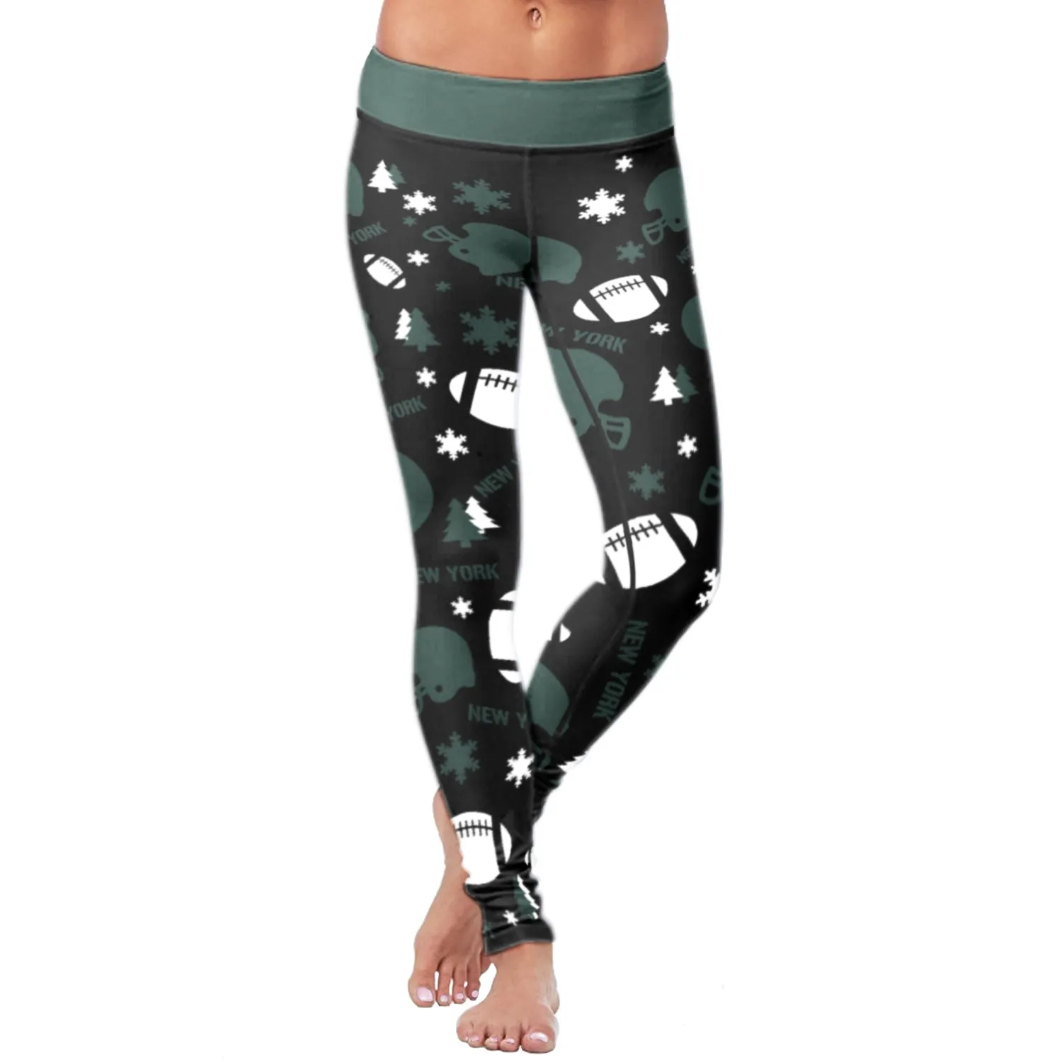 NY JET Christmas FB Leggings