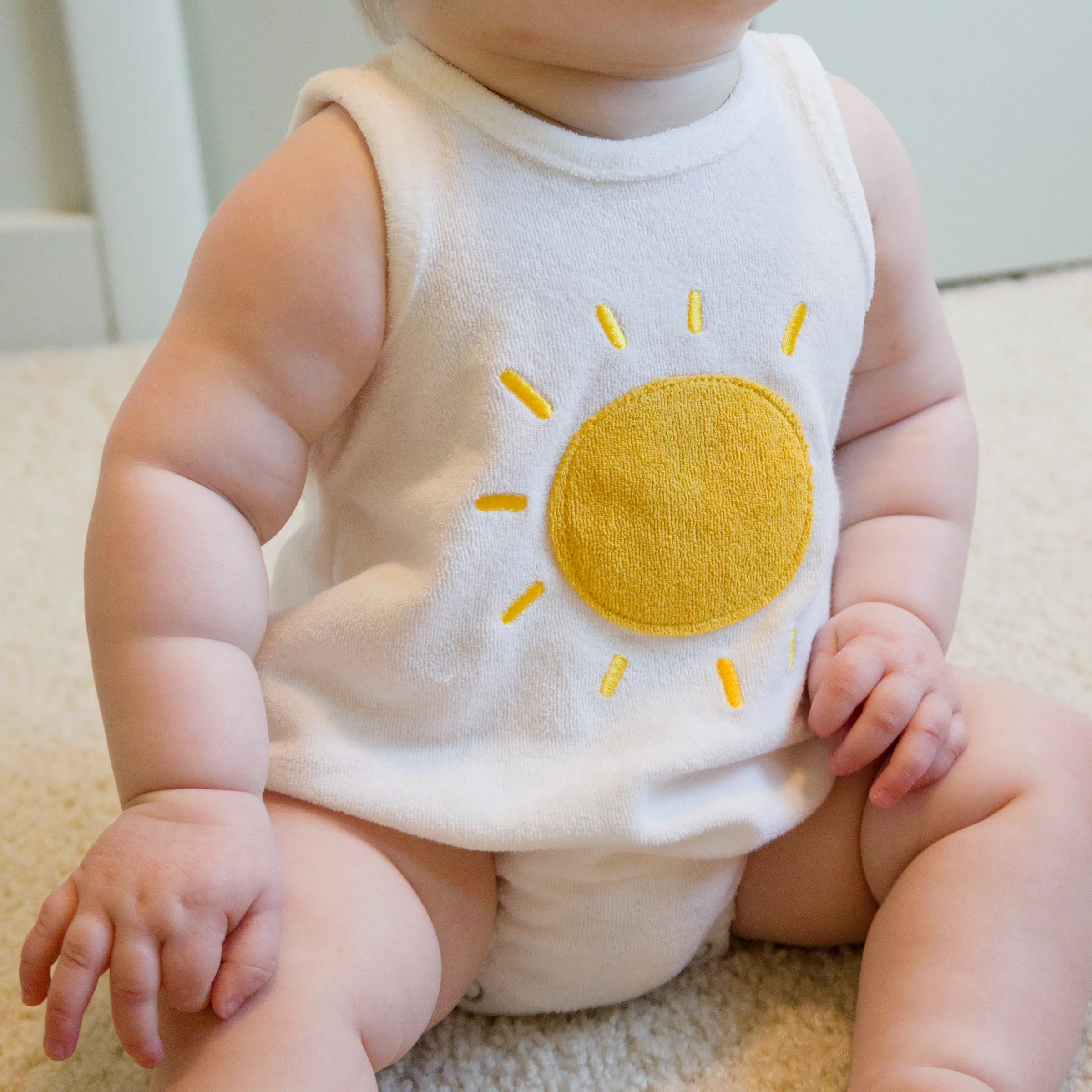 oh baby! Cotton Terry Bubble - Golden Sun Terry Applique - Snow