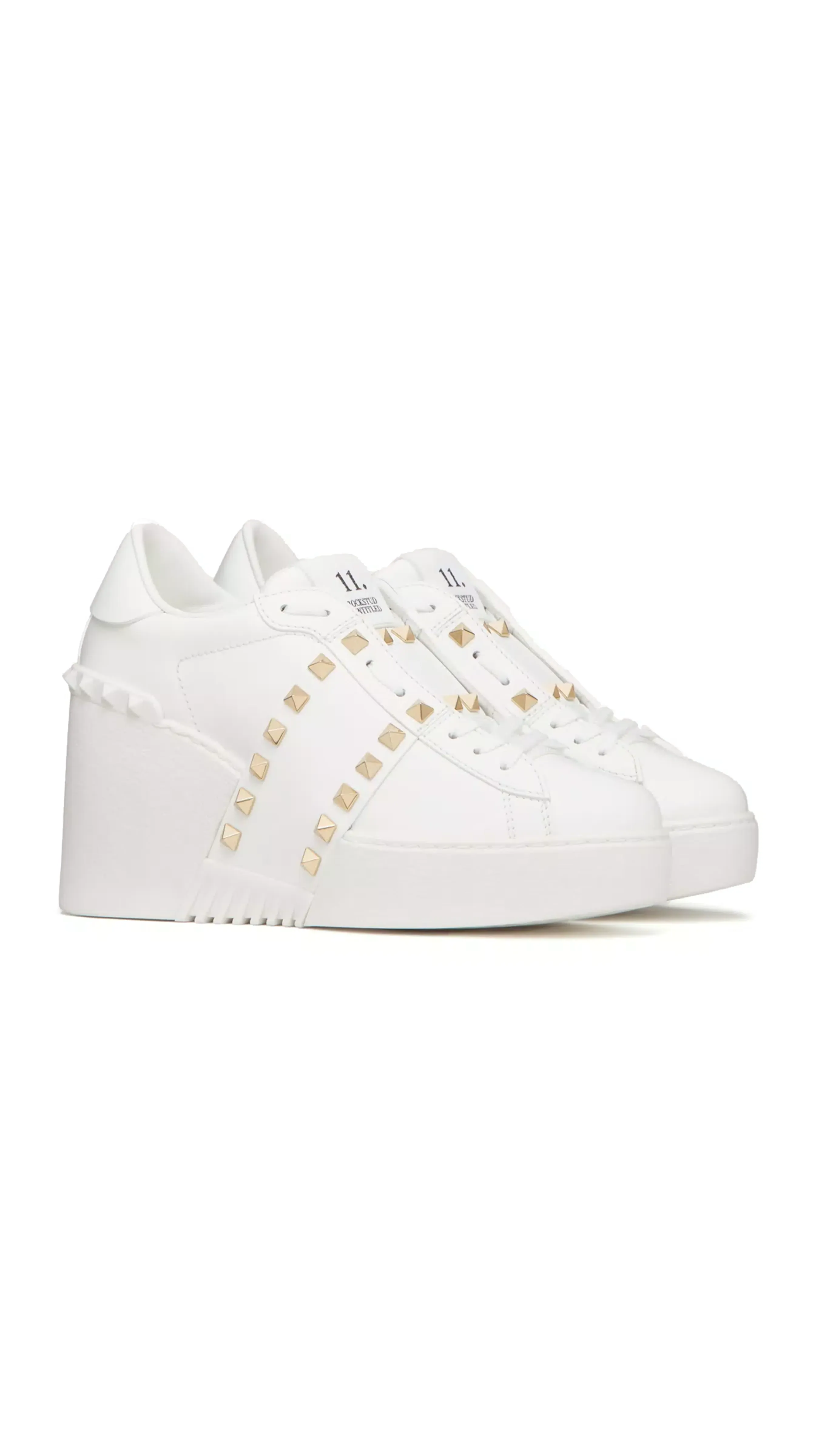 Open Disco Wedge Sneaker in Calfskin 85MM - Optic White