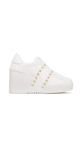 Open Disco Wedge Sneaker in Calfskin 85MM - Optic White