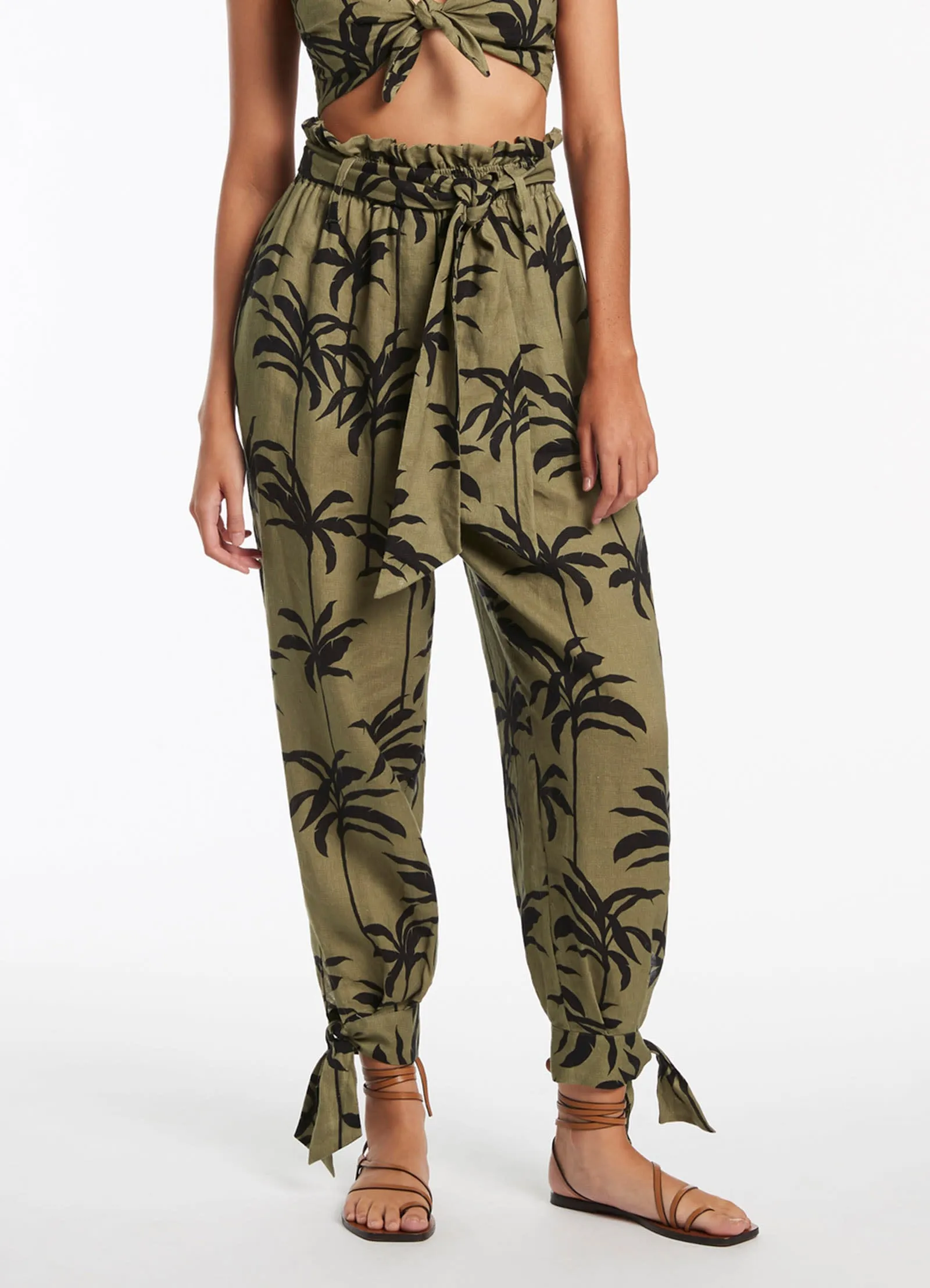 Palme Tie Cuff Pant - Olive