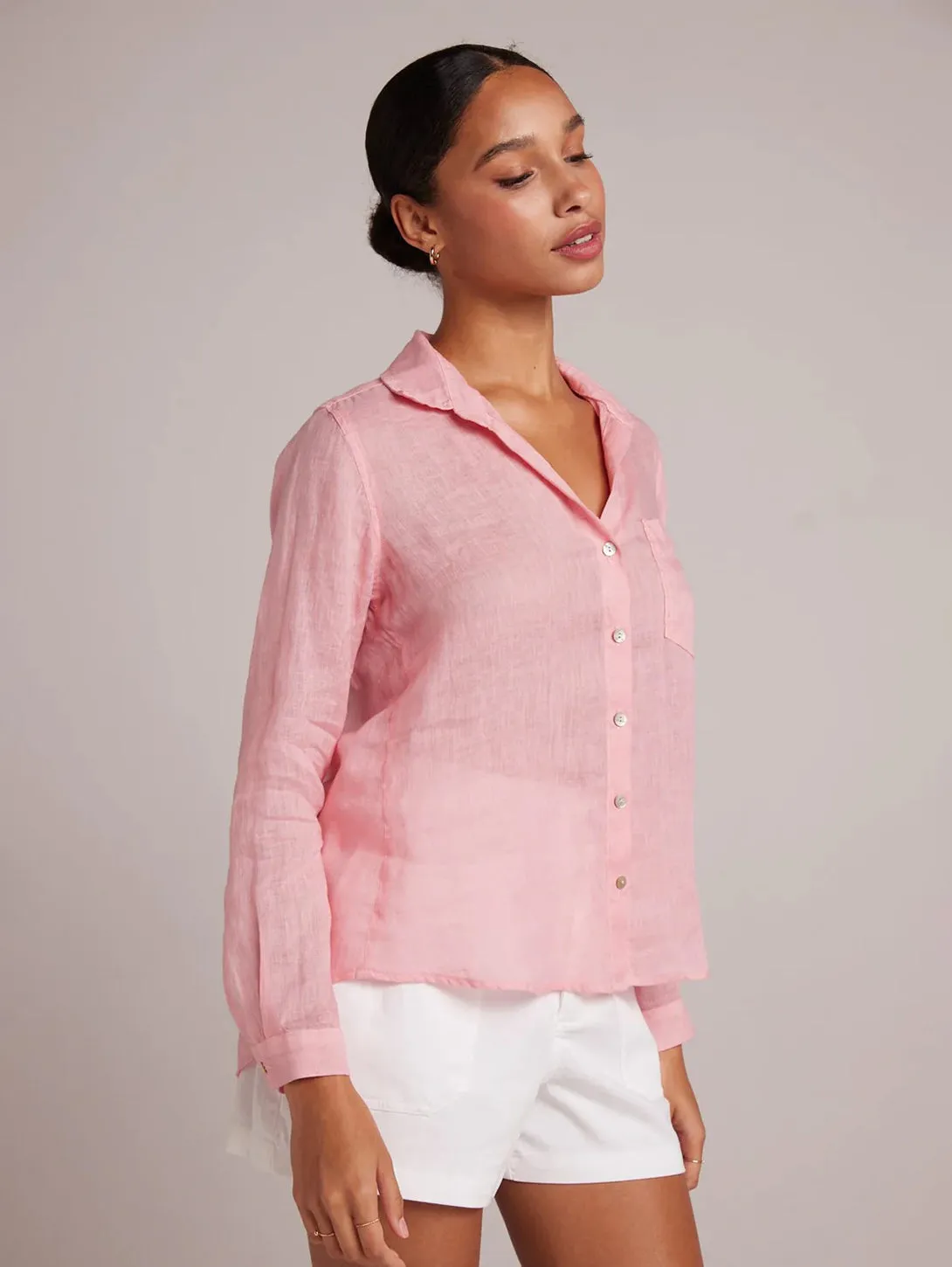 Pocket Button Down Shirt - Blossom Pink