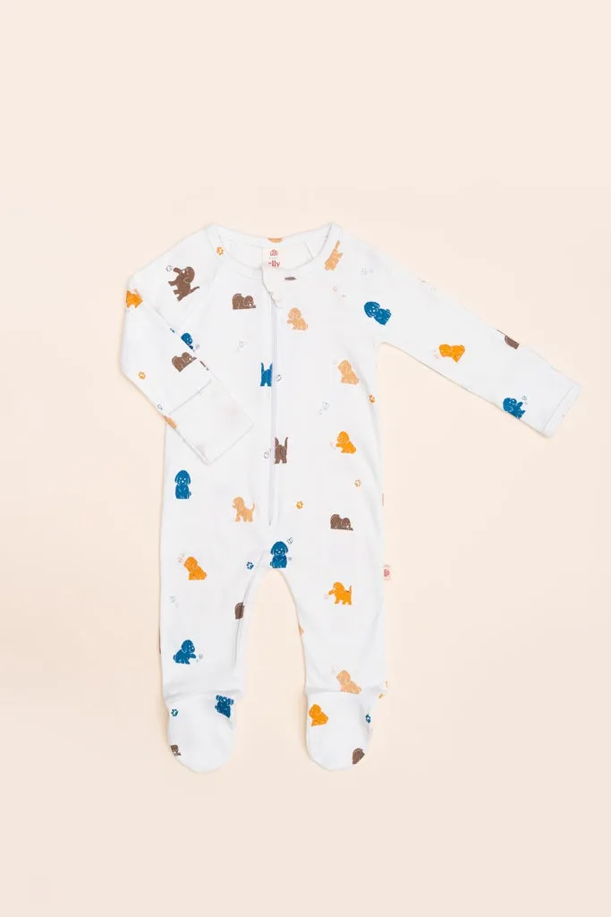 Raglan Sleepsuit - Maltese Puppy