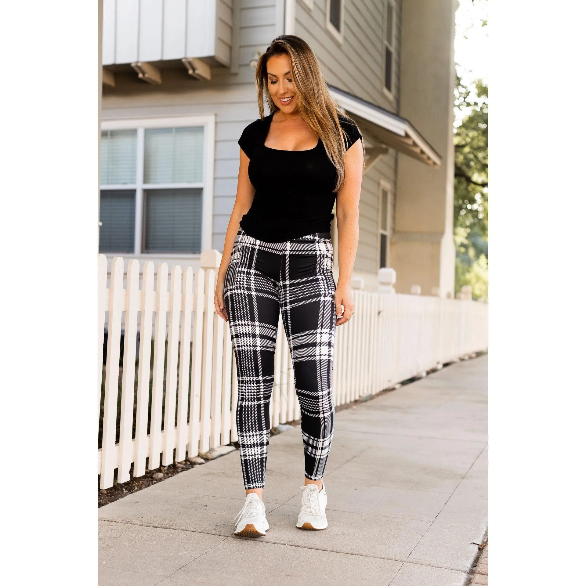 Ready to Ship | Black & White Plaid Leggings  - Luxe Leggings by Julia Rose