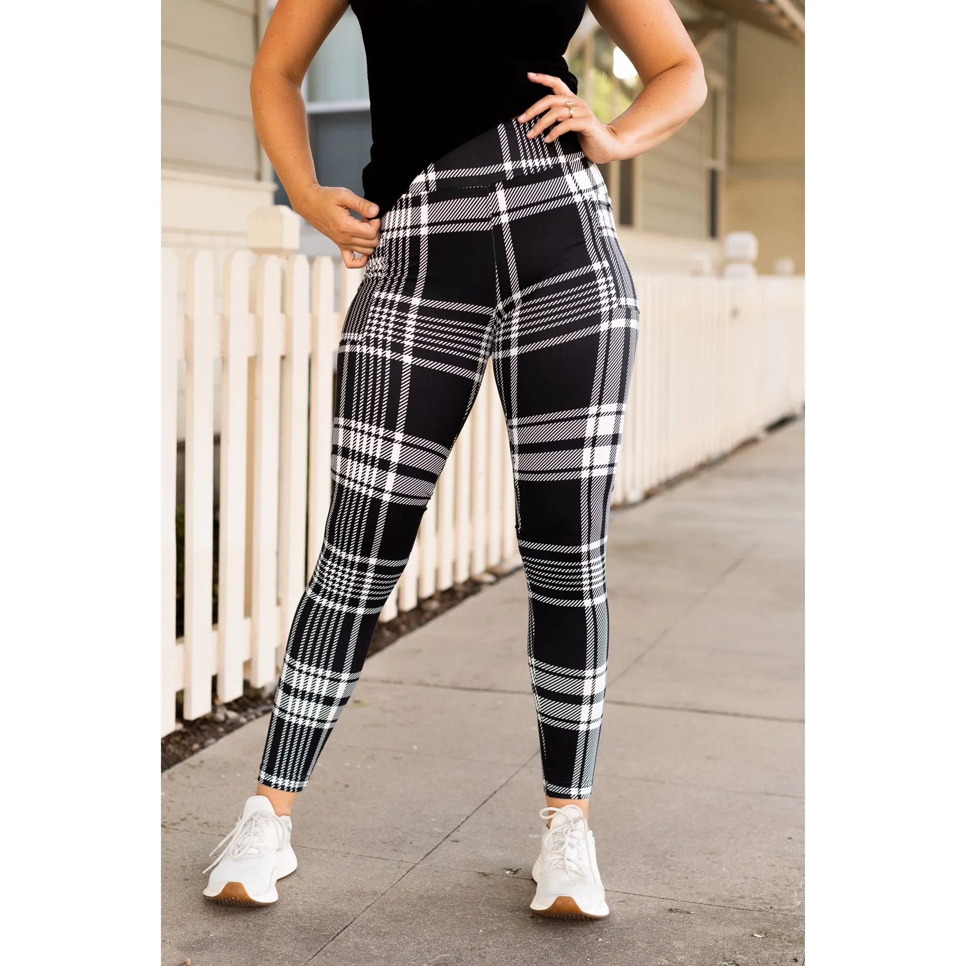 Ready to Ship | Black & White Plaid Leggings  - Luxe Leggings by Julia Rose