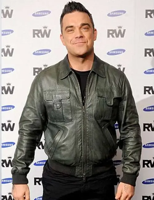 Robbie Williams Bomber Leather Jacket - William Jacket