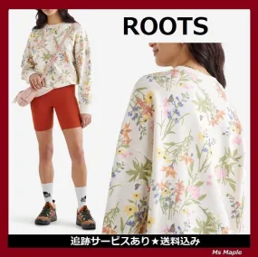 Roots  |Crew Neck Flower Patterns Sweat Street Style Long Sleeves