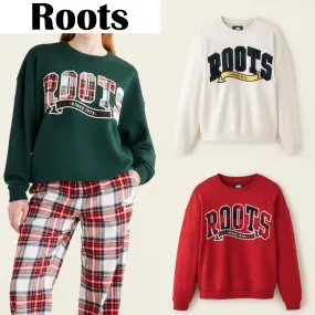 Roots  |Crew Neck Other Plaid Patterns Street Style Long Sleeves