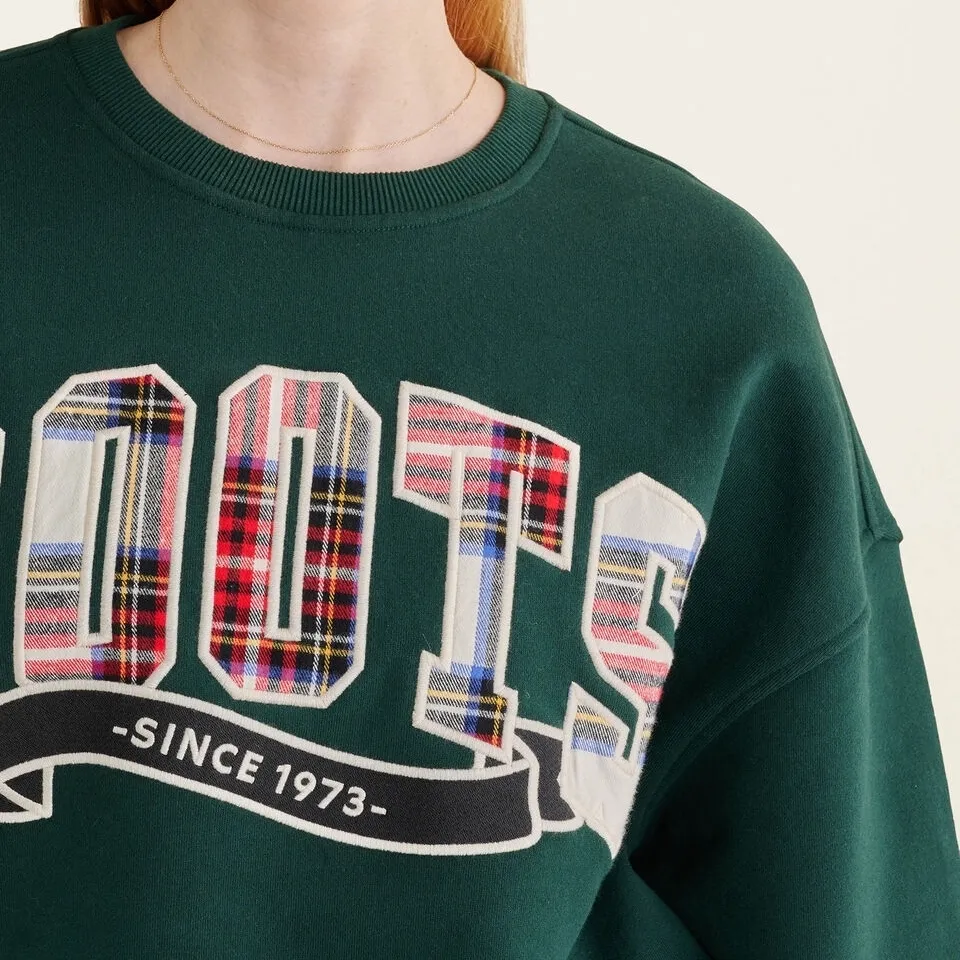 Roots  |Crew Neck Other Plaid Patterns Street Style Long Sleeves