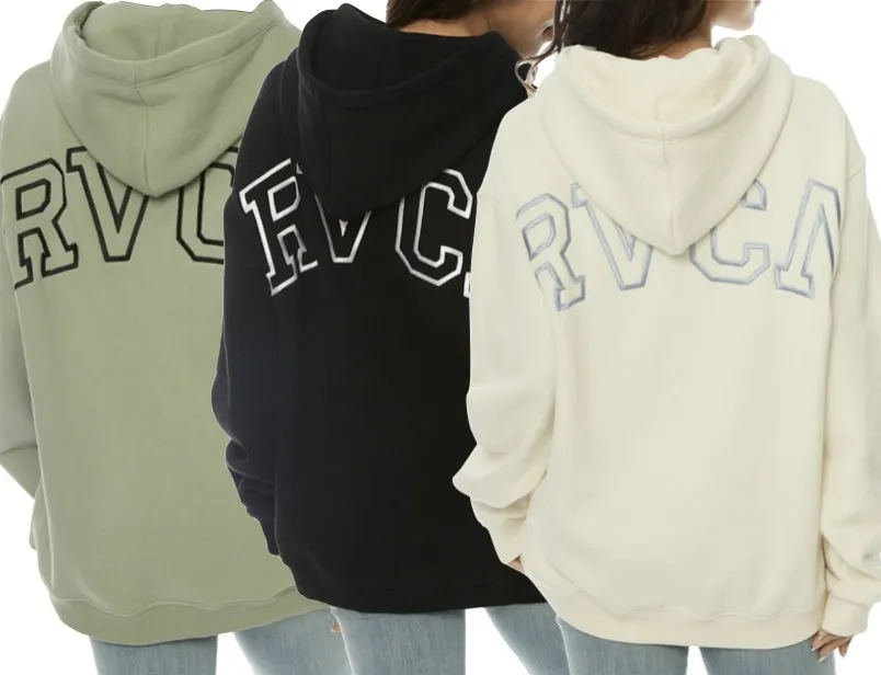 RVCA  |Street Style Bi-color Long Sleeves Plain Cotton Medium Logo