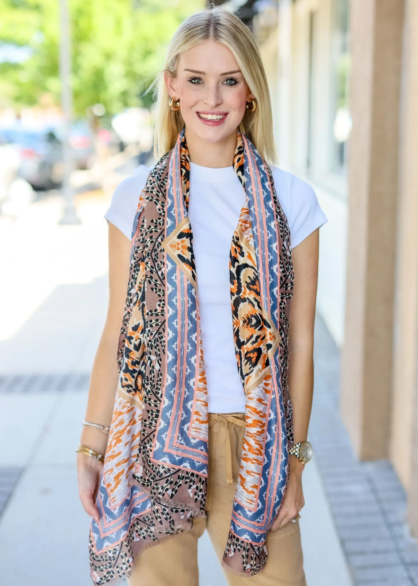 Shelly Printed Scarf ORANGE