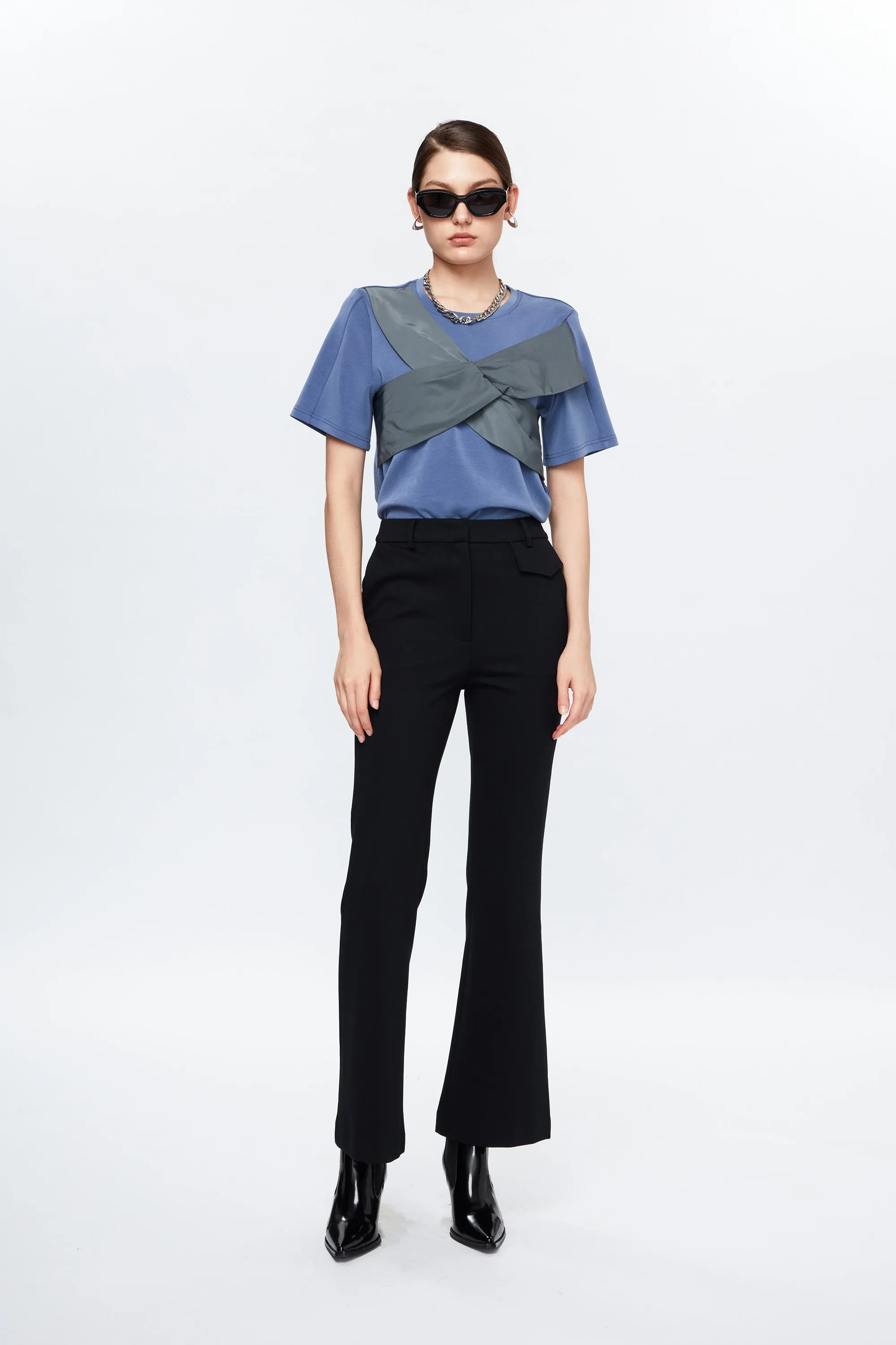 Slim-Cut Flared Trousers