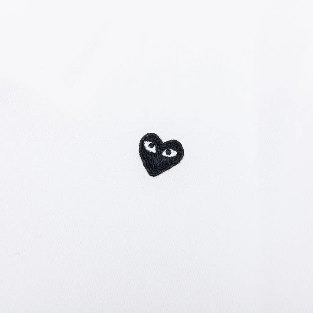 Small Black Heart Button Down - White