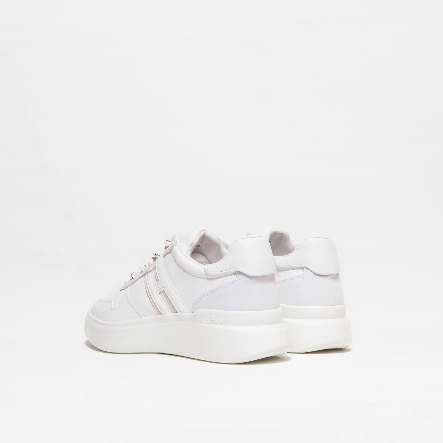 Sneaker Hogan H580  basket low top in pelle bianca