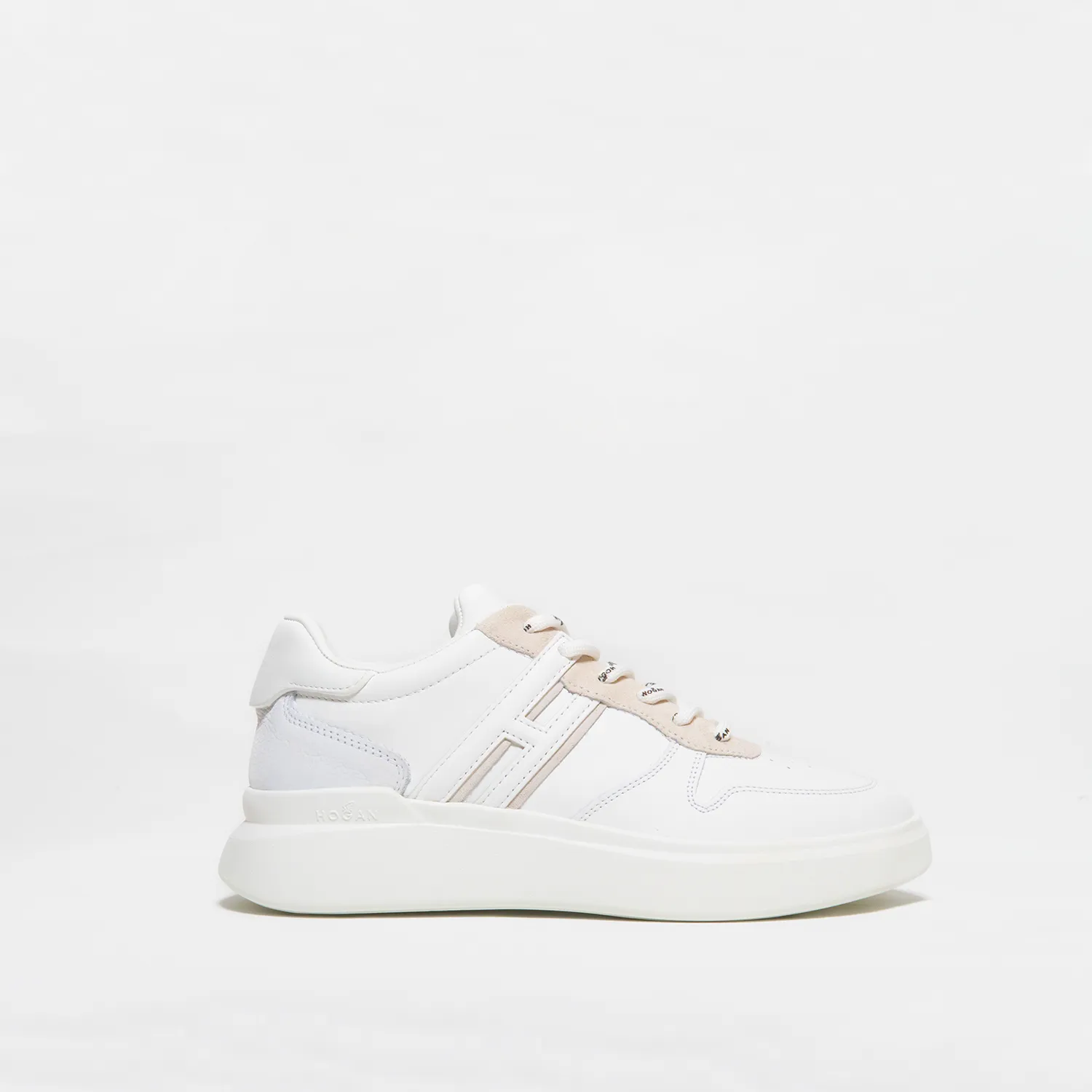 Sneaker Hogan H580  basket low top in pelle bianca