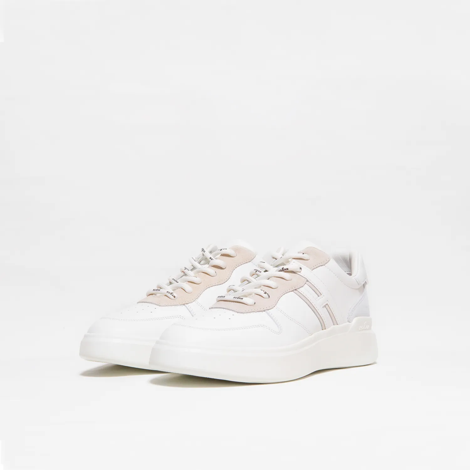 Sneaker Hogan H580  basket low top in pelle bianca