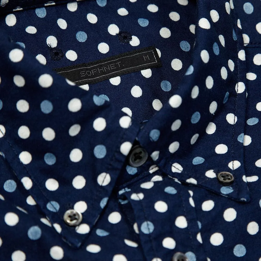 SOPHNET. Indigo Oxford Button Down ShirtDot