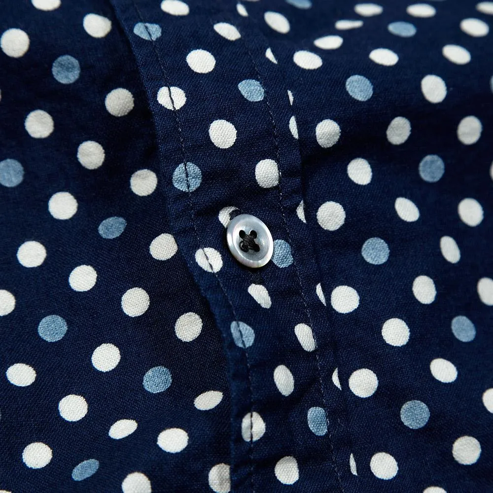 SOPHNET. Indigo Oxford Button Down ShirtDot