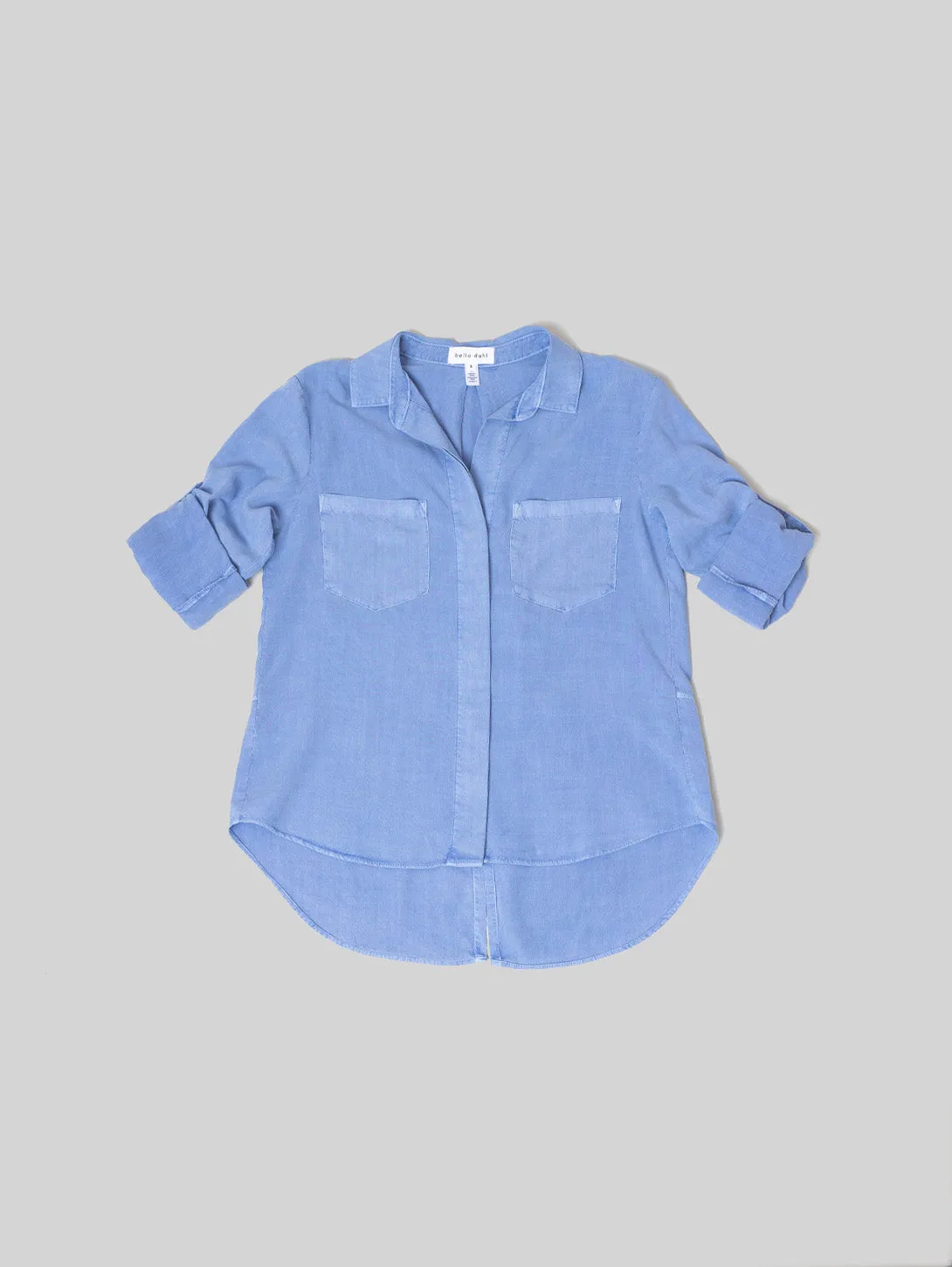 Split Back Button Down - Peri Blue