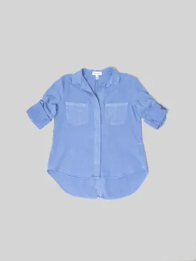 Split Back Button Down - Peri Blue