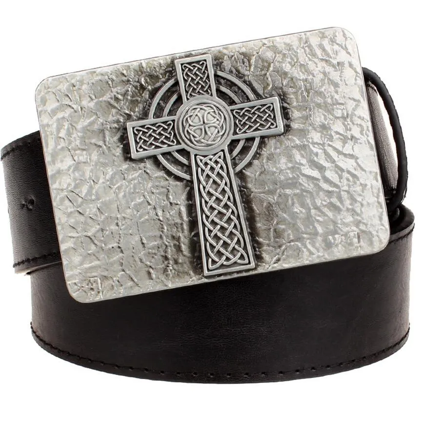 Square Celtic Knot Pattern Cross Weave Punk Rock Leather Metal Buckle Belt