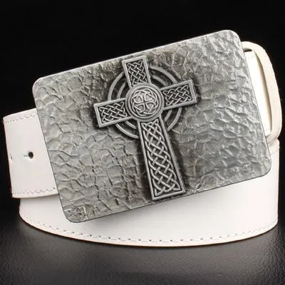 Square Celtic Knot Pattern Cross Weave Punk Rock Leather Metal Buckle Belt