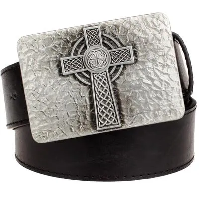 Square Celtic Knot Pattern Cross Weave Punk Rock Leather Metal Buckle Belt