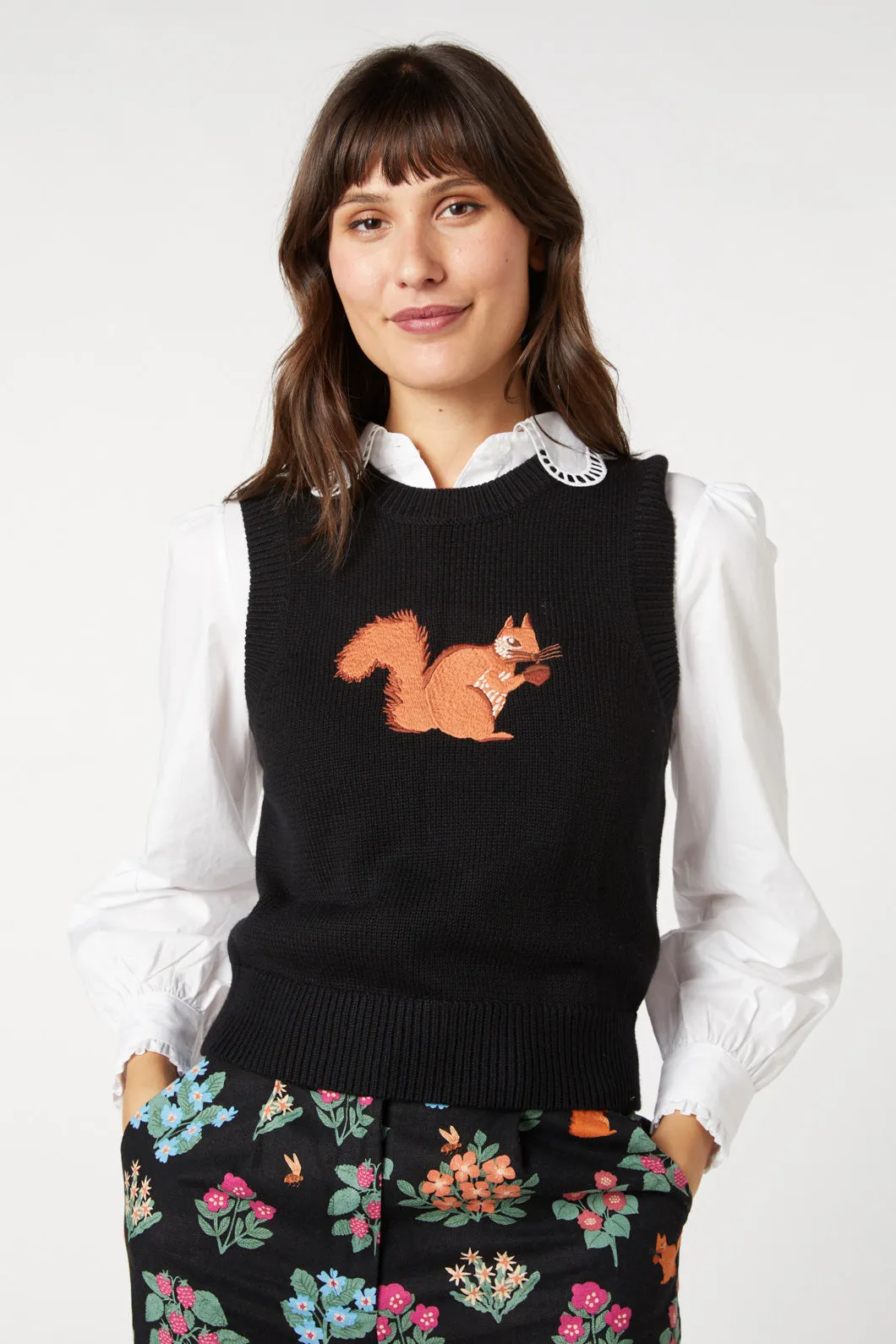 Sweet Squirrel Embroidered Vest