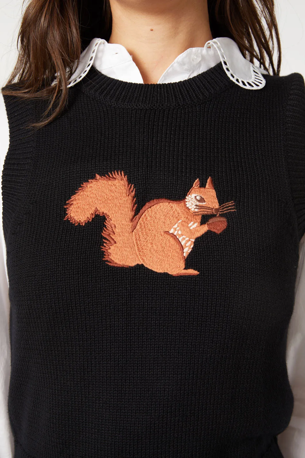 Sweet Squirrel Embroidered Vest