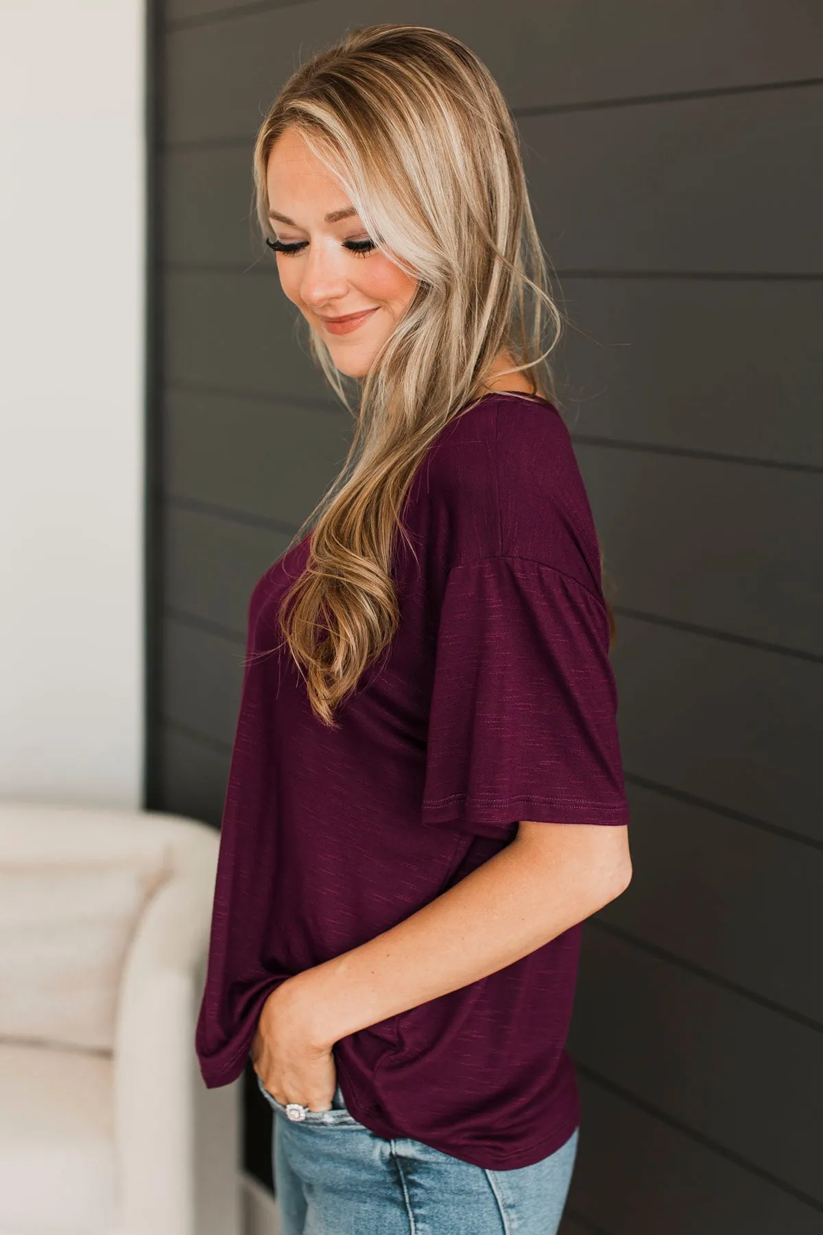 Tearing Down Boundaries Knit Top- Burgundy