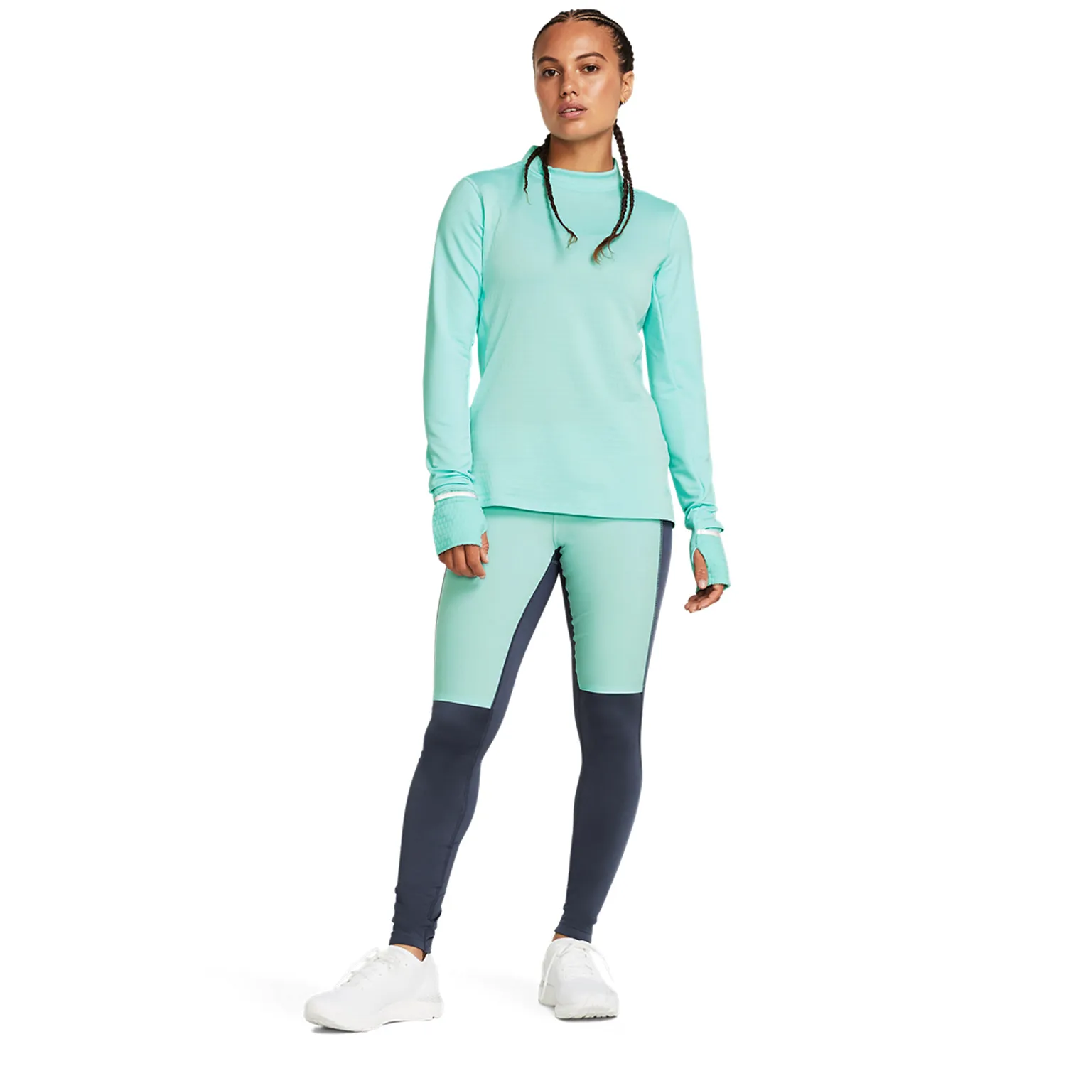 Under Armour Qualifier Cold Tights  Downpour Gray/Neo Turquoise/Reflective