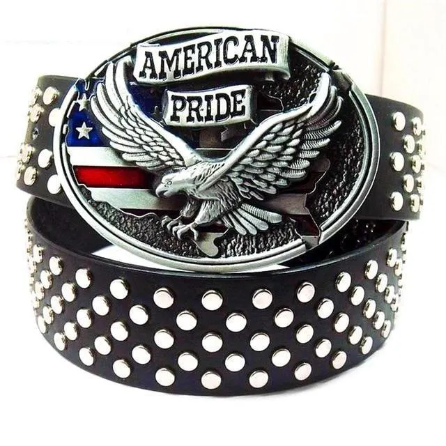 Unisex Rock Style Punk Skull Full Rivets Heavy Metal Bowknot Belts