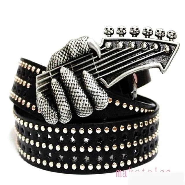 Unisex Rock Style Punk Skull Full Rivets Heavy Metal Bowknot Belts