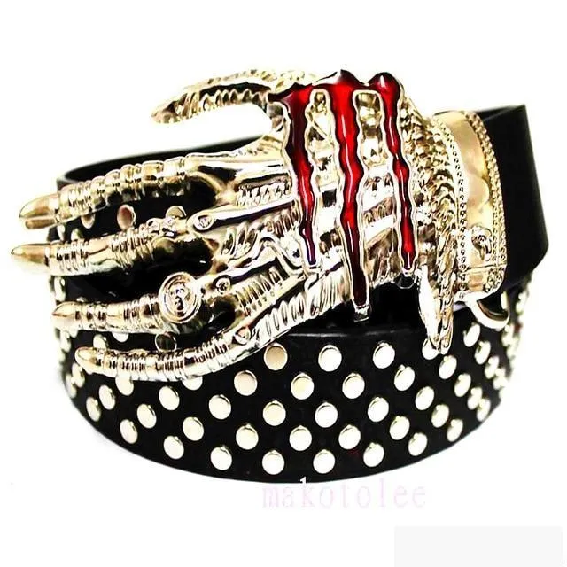 Unisex Rock Style Punk Skull Full Rivets Heavy Metal Bowknot Belts