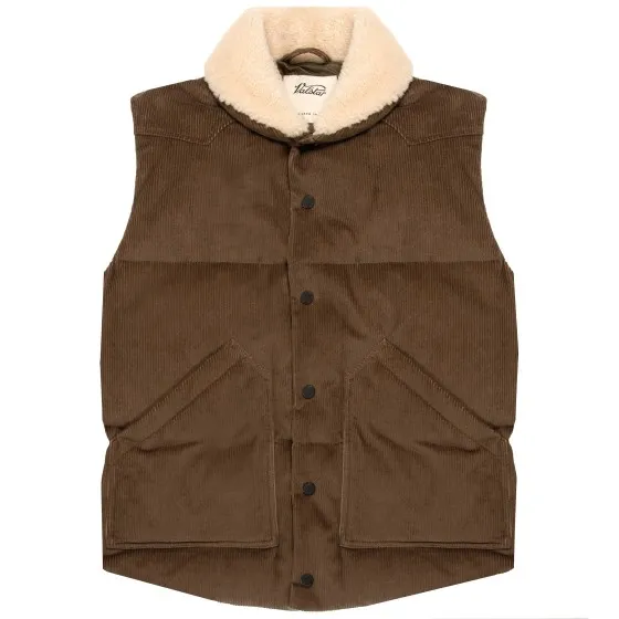 VALSTAR Corduroy Shearling Collar Gilet Fungo