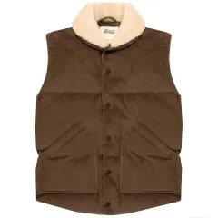 VALSTAR Corduroy Shearling Collar Gilet Fungo